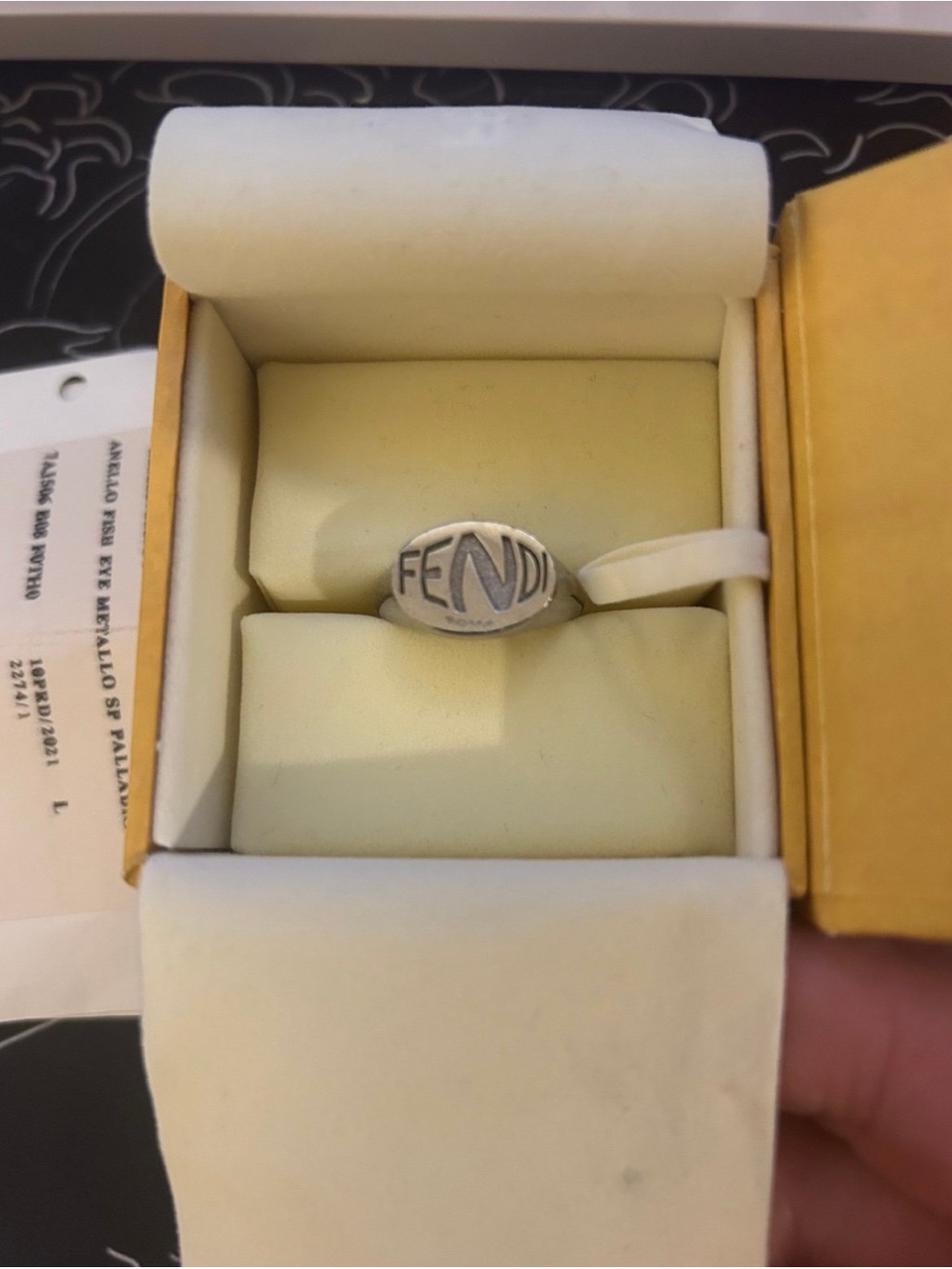 Fendi Silver Logo Oval Signet Ring could be unisex